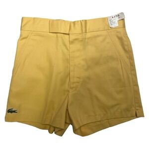IZOD LACOSTE Yellow Cotton Classic Fit Shorts Mens Size 28 Embroidered Alligator